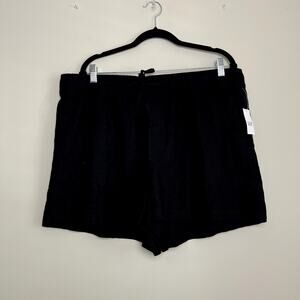 NWT Gap Linen Blend Lagenlook Black Pull On Ruched Waist Shorts Sz XL